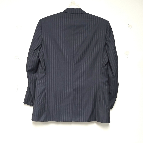 Fox Bros custom made men's grey pinned striped 3 buttons blazer - Picture 3 of 9